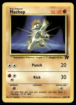 Pokemon Cards Machop 59/82 UNLIMITED Team Rocket WOTC Common NM - Image 1