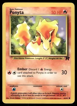 Pokemon Cards Ponyta 64/82 UNLIMITED Team Rocket WOTC Common NM - Image 1