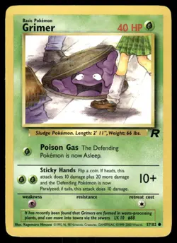 Pokemon Cards Grimer 57/82 UNLIMITED Team Rocket WOTC Common NM - Image 1