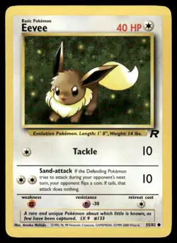 Pokemon Cards Eevee 55/82 UNLIMITED Team Rocket WOTC Common LP *2 - Image 1