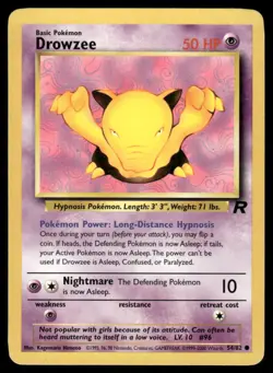 Pokemon Cards Drowzee 54/82 UNLIMITED Team Rocket Common LP - Image 1