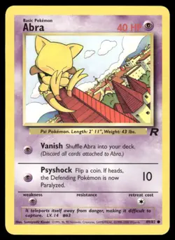 Pokemon Cards Abra 49/82 UNLIMITED Team Rocket WOTC Common LP - Image 1
