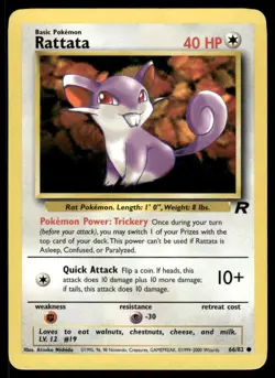 Pokemon Cards Rattata 66/82 UNLIMITED Team Rocket Common NM *2 - Image 1