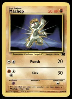 Pokemon Cards Machop 59/82 UNLIMITED Team Rocket WOTC Common NM *2 - Image 1