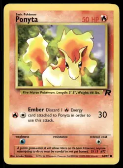 Pokemon Cards Ponyta 64/82 UNLIMITED Team Rocket WOTC Common LP *2 - Image 1