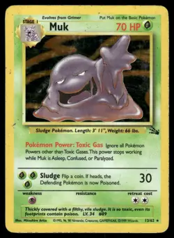 Pokemon Cards Muk 13/62 Unlimited Fossil Holo Rare MP - Image 1