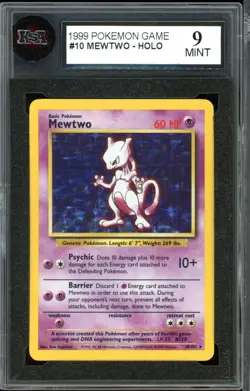 1999 Pokemon Base set Unlimited #10 MewTwo holo KSA 9 Mint - Image 1