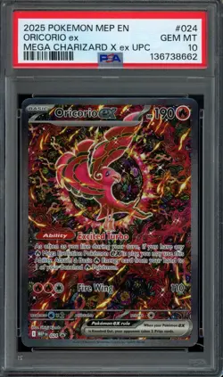 Pokemon Oricorio ex SIR 2025 Mega Charizard X ex UPC Promo #024 PSA 10 Gem Mint - Image 1
