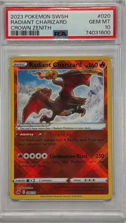 2023 Pokemon SWSH Crown Zenith Radiant Charizard #020 PSA 10 GEM MT - Image 1