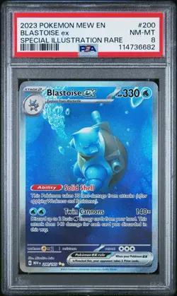 Pokemon Blastoise ex 151 MEW EN Special Illustration Rare #200 PSA 8 - Image 1