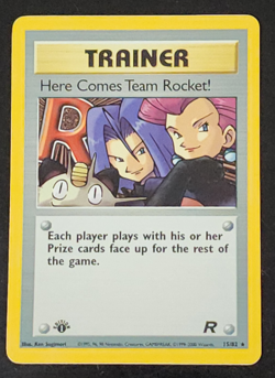 2000 POKEMON ROCKET 1ST ED #15 HERE COMES TEAM ROCKET! HOLO NM 15/82 - Image 1