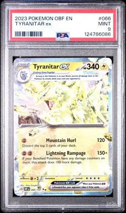 2023 POKEMON OBF EN-OBSIDIAN FLAMES #066 TYRANITAR EX PSA 9 - Image 1