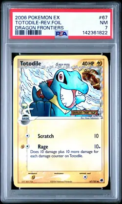 2006 POKEMON EX DRAGON FRONTIERS #67 TOTODILE-REVERSE FOIL PSA 7 - Image 1