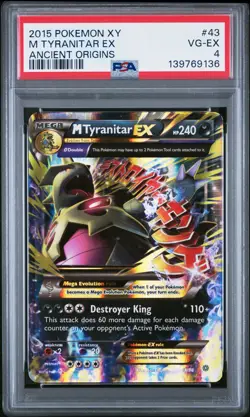 2015 POKEMON XY ANCIENT ORIGINS #43 M TYRANITAR EX PSA 4 - Image 1