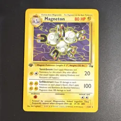 Pokemon TCG Magneton 1st Edition Fossil Holo Rare 11/62 80 HP 1999 English - Image 1