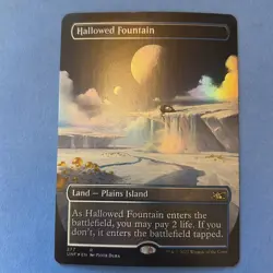 Magic Gathering Unfinity Hallowed Fountain Borderless Foil Card Mtg - Image 1