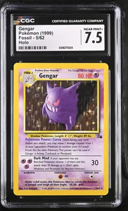 CGC 7.5 Gengar 1999 Fossil 5/62 Holo Pokemon Card - Image 1