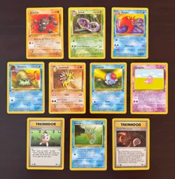 Pokemon Fossil 1st Edition Portuguese Lot (10) – Tentacool – WotC 1999 – LP - Image 1