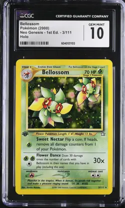 CGC 10 GEM MINT Bellossom Neo Genesis 1st Edition 3/111 Holo Pokemon Card - Image 1
