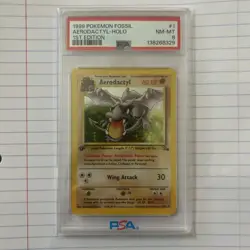 1999 Pokemon Fossil Aerodactyl 1st Edition PSA 8 Holo - Image 1