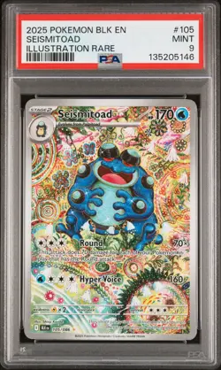 PSA 9 Pokemon Seismitoad 105/086 Sv: Black Bolt Holo MINT - Image 1