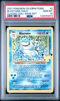 2021 POKEMON CELEBRATIONS CLASSIC COLL #2 BLASTOISE-HOLO PSA 10 - Image 1
