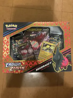 Crown Zenith Pokemon TCG Regidrago V Box with 4 Booster Packs - Image 1