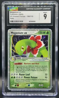 Pokemon TCG CGC 9 Meganium ex 2005 EX Unseen Forces 106/115 - Image 1
