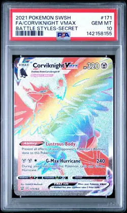 PSA 10 Corviknight VMAX 171/163 Battle Styles Rainbow Secret Rare Pokemon Card - Image 1