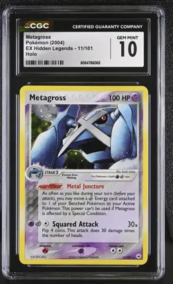 CGC 10 GEM MINT Metagross 2004 EX Hidden Legends 11/101 Holo SWIRL Pokemon Card - Image 1
