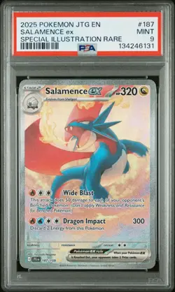 PSA 9 Pokemon Salamence ex 187/159 Sv09: Journey Together Holo MINT - Image 1