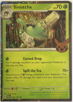 Pokemon - Sinistcha - Rare Cosmos Holo w/ Swirl - 022/167 - Trick or Trade 2024 - Image 1