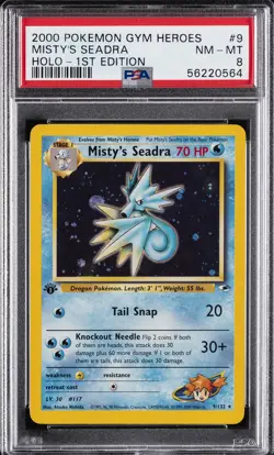 2000 POKEMON GYM HEROES HOLO-1ST ED #9 MISTY'S SEADRA PSA 8 - Image 1