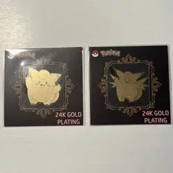 24k Gold Plated Pokemon Sticker (2023 Korean) - Clefairy and Clefable Set - Image 1