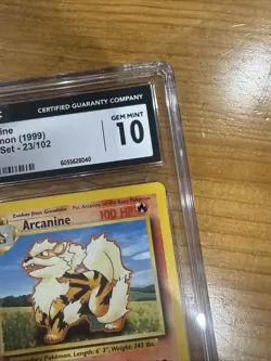 CGC GEM MINT 10 Arcanine 23/102 Base Set Unlimited Uncommon Pokemon WOTC - 1999 - Image 5