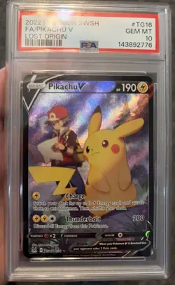 Pokemon TCG SWSH Lost Origin #TG16 Pikachu V Trainer Gallery Full Art PSA 10 - Image 1