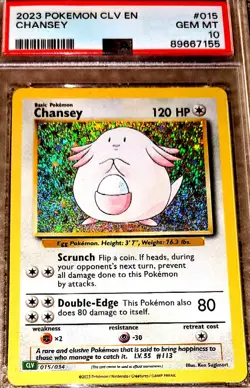 PSA 10 Gem MT Chansey 015/034 English Pokemon TCG (Rare Holo) 2023 - Image 1