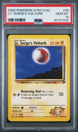 2000 Pokemon Gym Challeng Lt. Surge's Voltorb #86 English 86/132 - PSA 10 GEM MT - Image 1