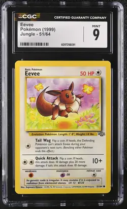 1999 Jungle Pokemon Eevee CGC 9 51/64 - Image 1
