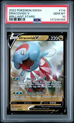Dracovish V PSA10 2022 Pokemon Sword & Shield Brilliant Stars #114 - Image 1