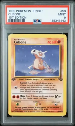 1999 Pokemon Jungle 1st Edition Cubone 50 FRESHLY GRADED PSA 9 MINT - Image 1