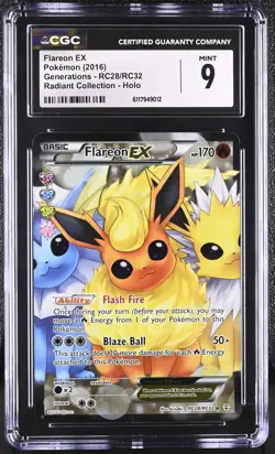 CGC 9 Flareon EX Generations RC28/RC32 Radiant Collection Holo Pokemon Card - Image 1