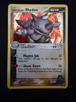 Team Magma's Rhydon 11/95 Pokemon Card TCG Team Magma vs Team Aqua Holo Rare - Image 1
