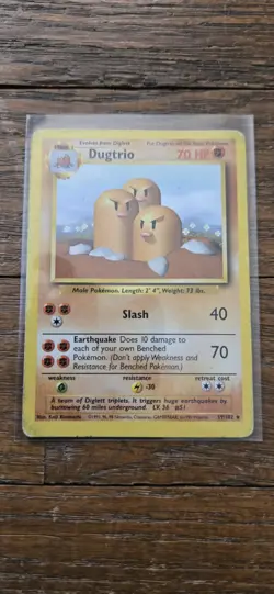 Dugtrio Base Set Pokemon Card 19/102 MP/HP Vintage TCG Non-Sport - Image 1