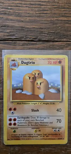 Dugtrio Base Set Pokemon Card 19/102 MP/HP Vintage TCG Non-Sport - Image 2