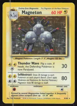 Pokemon TCG Base Set #009/102 Magneton Holo HP (Corner Pealing) - Image 1