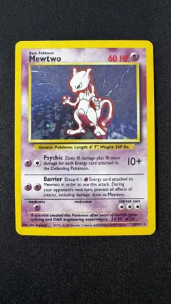 Mewtwo Holo 10/102, Base Set, 1999 WOTC Pokemon MP - Image 1