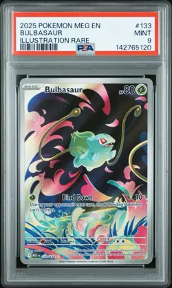2025 POKEMON MEG EN-MEGA EVOLUTION ILLUSTRATION RARE #133 BULBASAUR PSA 9 - Image 1