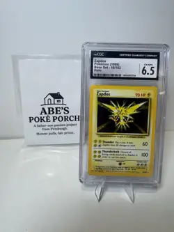 ZAPDOS (1999) Pokemon Base Set Unlimited Holo Rare 16/102 CGC 6.5 EX/NM+ - Image 1