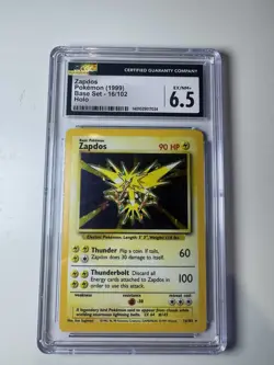ZAPDOS (1999) Pokemon Base Set Unlimited Holo Rare 16/102 CGC 6.5 EX/NM+ - Image 2